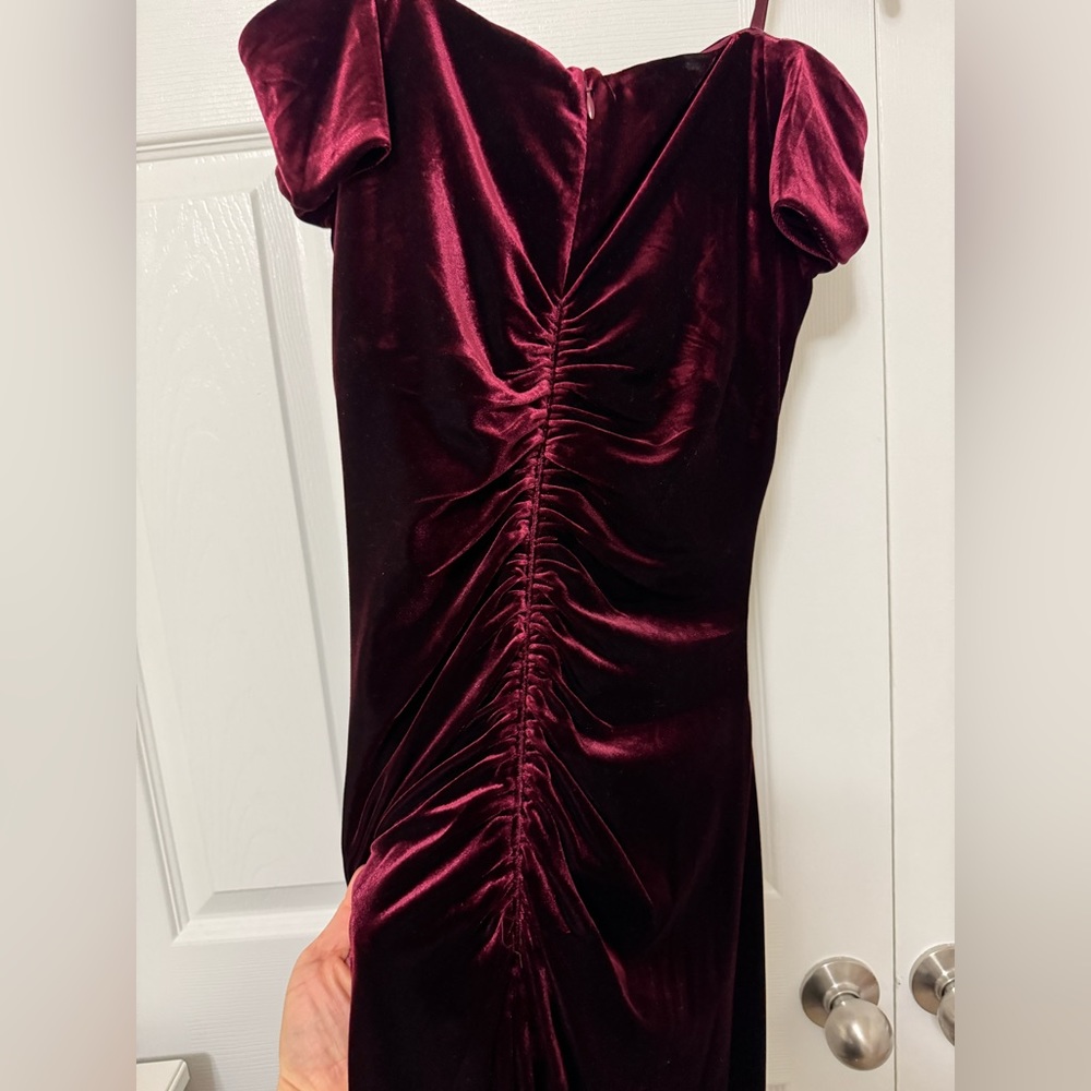Xscape Burgundy Velvet Formal Dress - Picture 4 of 6